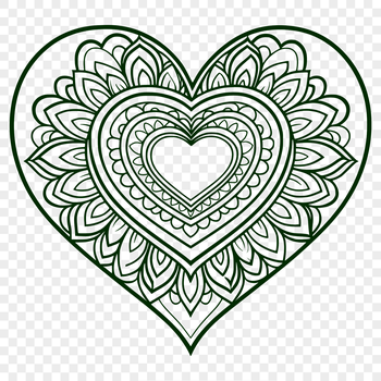 A colorful geometric heart mandala design created as a scalable vector graphic (SVG) file.
