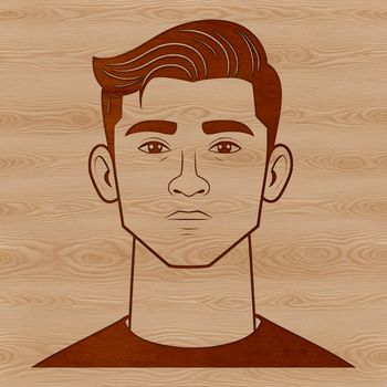 A stylized illustration of a male figure in a neutral pose.