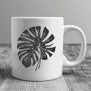 A stylized illustration of a Monstera leaf, created in vector format.