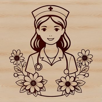 A female figure dressed in a nurse's uniform, representing the healthcare profession.