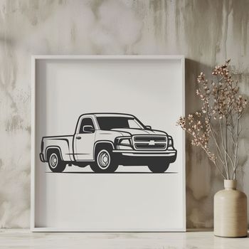 A detailed illustration of a pickup truck with raised details and textures, suitable for various design applications.