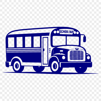 Illustration of a school bus with bold lines and simple design suitable for educational materials.