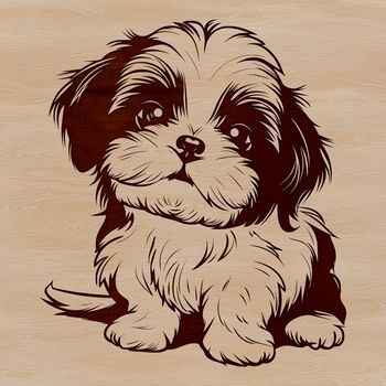 A small breed dog sitting on its hind legs, illustrated in vector format.