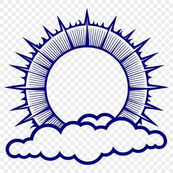 Vector art representation of a sunny sky icon with clouds.