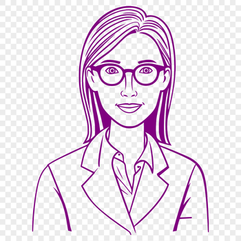 A detailed illustration of a woman representing the education profession.