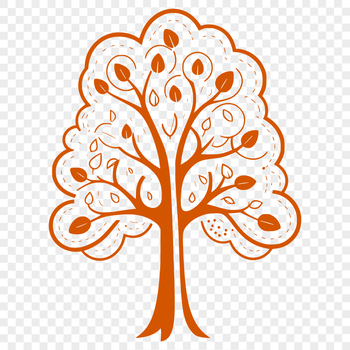 A minimalist line art illustration of a tree in various growth stages, suitable for digital crafting and design projects.