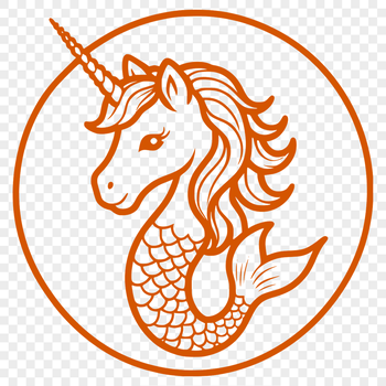 A mythical creature with the upper body of a mermaid and the lower body of a horse, designed as a vector art.