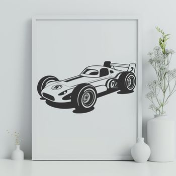 A high-speed racing car depicted in vector graphics format.