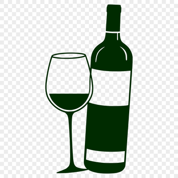 A detailed illustration of a glass filled with red wine, highlighting the shape and design of a standard wine glass.
