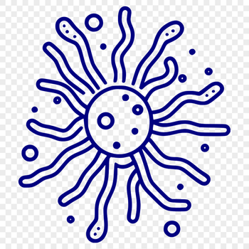 A simple illustration of a bacterium with rounded shape and visible cellular structure.