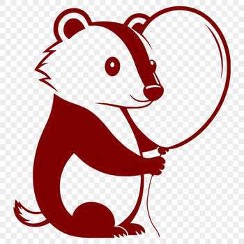 Close-up illustration of a wild badger with distinctive white stripes on its face.