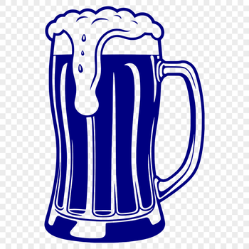 A stylized illustration of a glass of beer.