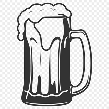 A detailed illustration of a glass filled with beer, perfect for crafting and design projects.