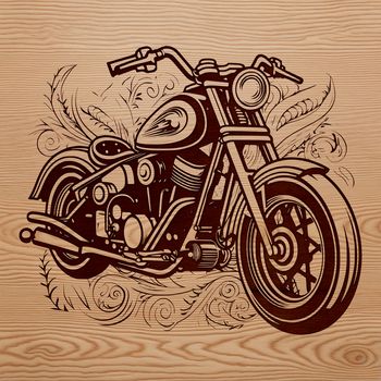 A high-quality illustration of a motorcycle with ornate details.