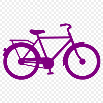 A simple illustration of a bicycle with minimalist lines and shapes.