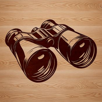 A pair of binoculars designed as a vector graphic for outdoor enthusiasts.