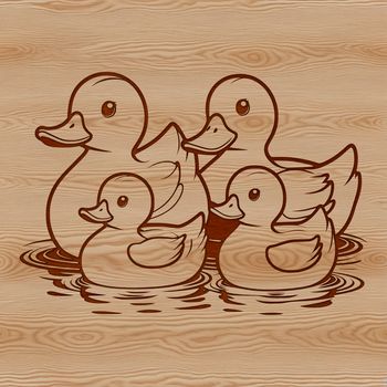 A cartoon illustration of a duck with feathers and beak, suitable as clip art or vector design.