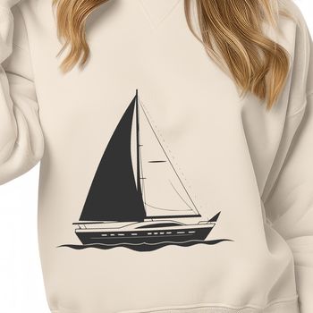 A vector design illustration of a boat in the water.
