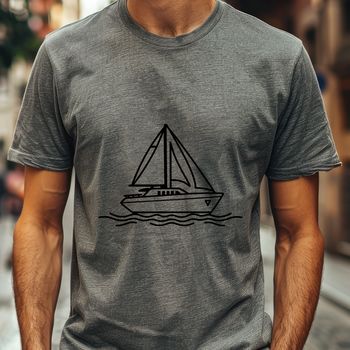 A sleek vessel with a pointed bow and flat stern designed as a vector graphic image for digital use.