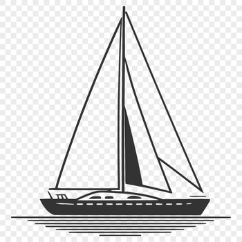 A simple line art illustration of a boat with flat design elements.