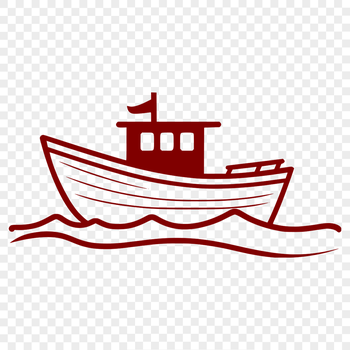A stylized illustration of a sailboat with vector lines and shapes.