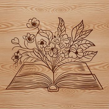 Illustrated book with floral motifs, suitable for educational materials and templates.