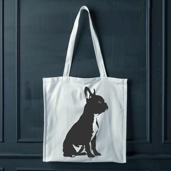A detailed vector illustration of a sitting Boston Terrier dog breed in digital format.