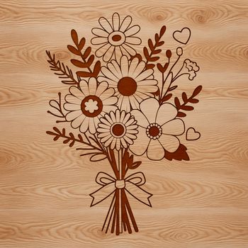 A bouquet of colorful flowers arranged in a decorative manner.