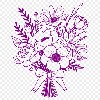 A bouquet of assorted flowers tied with a ribbon.