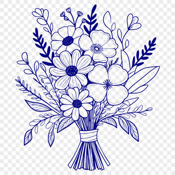 A hand-drawn floral arrangement in a classic vase.