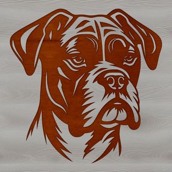 An SVG vector graphic representation of a Boxer breed dog's facial features.