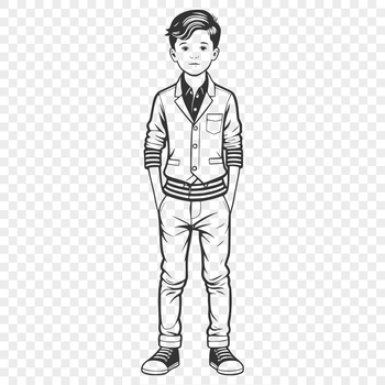 A young child's portrait in simple line art style.