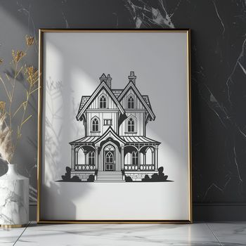 A simple 2D illustration of a residential home in vector format.