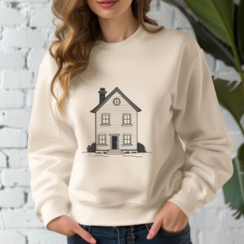 A simple illustration of a house with basic architectural features, suitable for clip art and vector design.