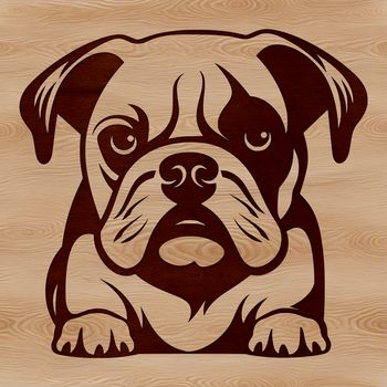 A digital illustration of a laid-back bulldog in a relaxed pose.