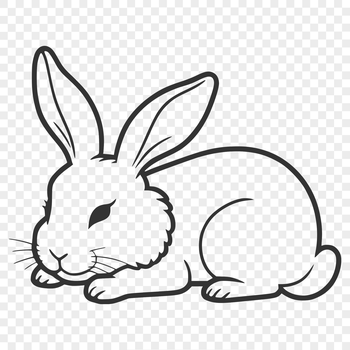 A full-body illustration of a rabbit in a relaxed position.