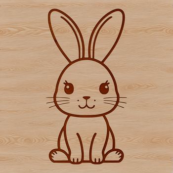 A simple line-art illustration of a sitting rabbit.