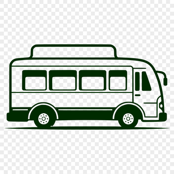 A simplified illustration of a bus with bold lines and minimal details.