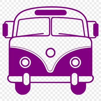 A graphic representation of a standard size city bus with a detailed design.