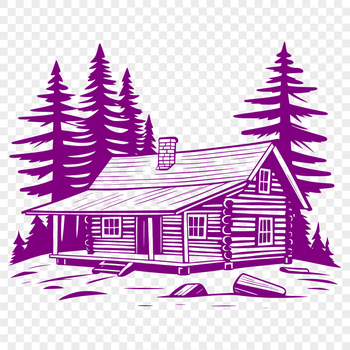 A simple cabin design created with vector graphics.