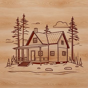 Cozy wooden cabin design illustration in vector format.