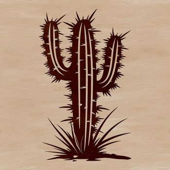 A detailed drawing of a cactus suitable for vector art design projects.