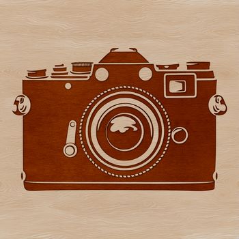 A vector illustration of a camera with a futuristic design.
