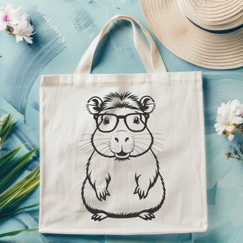 A rodent, known as the world's largest semi-aquatic mammal, depicted wearing glasses in a stylized design.