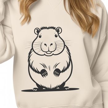 A digital illustration of a capybara, a large rodent native to South America.