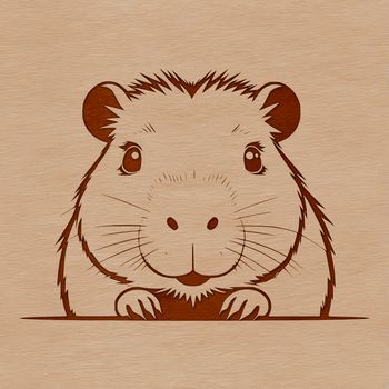 A South American rodent peeking out from behind a leaf.