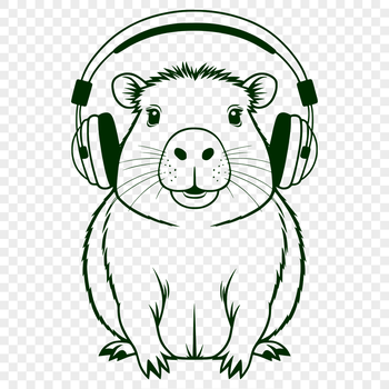 A vector graphic design featuring a realistic image of a capybara.