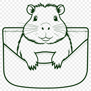 Close-up illustration of a capybara's face with large eyes and whiskers.