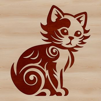 A cute cartoon cat sitting on the floor.