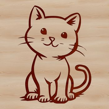 A small, cute cat sitting on the floor with a calm expression.